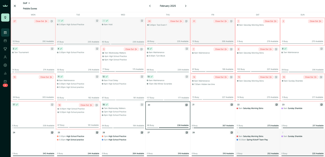 Introducing Calendar View to the Tee Sheet