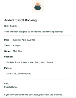 Caddie Notifications - Email