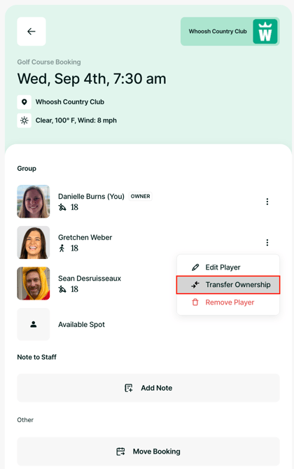 Manage Ownership of a Booking