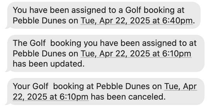 Caddie Notifications - SMS